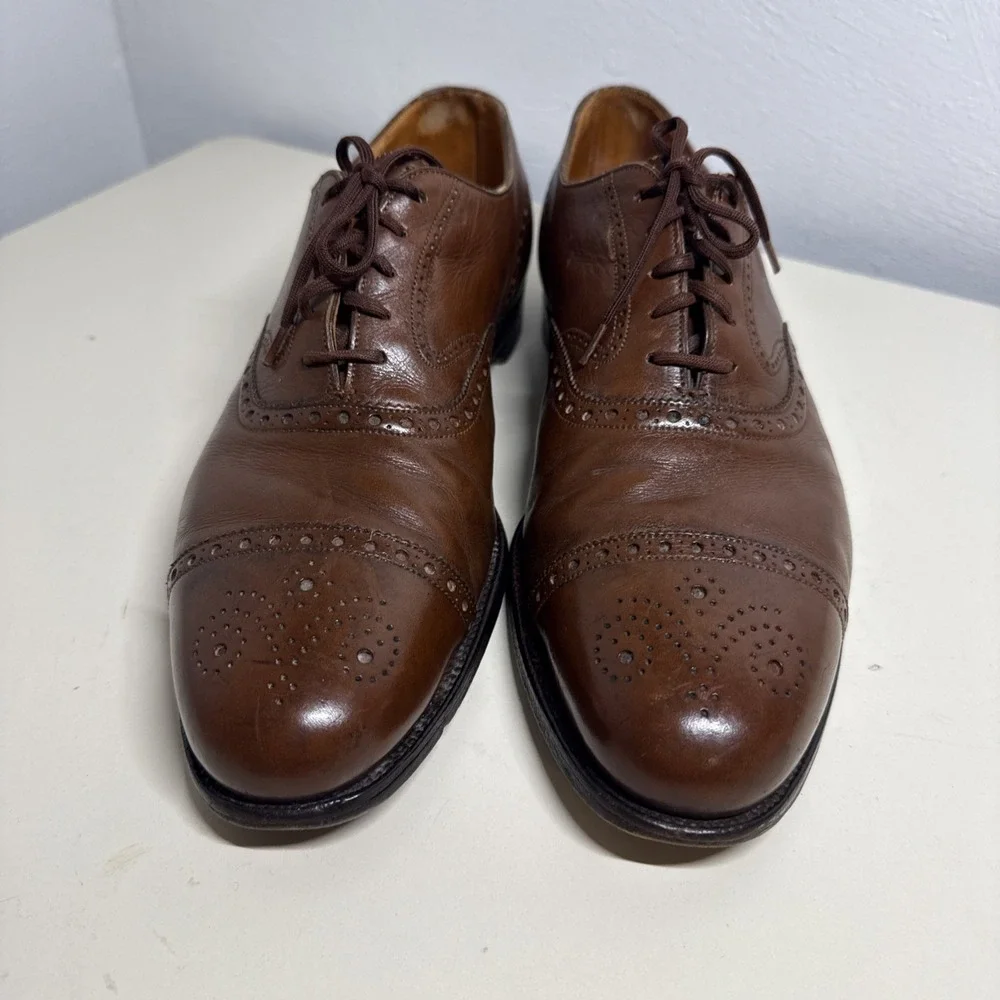 Peal & Co Brooks Brothers Brown Cap Toe Oxford Dress Shoes Mens 9,5 Made England